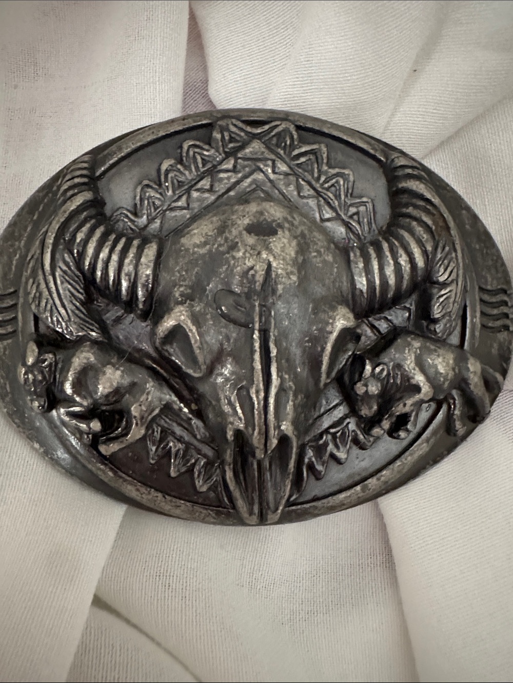 Vintage buffalo skull belt buckle